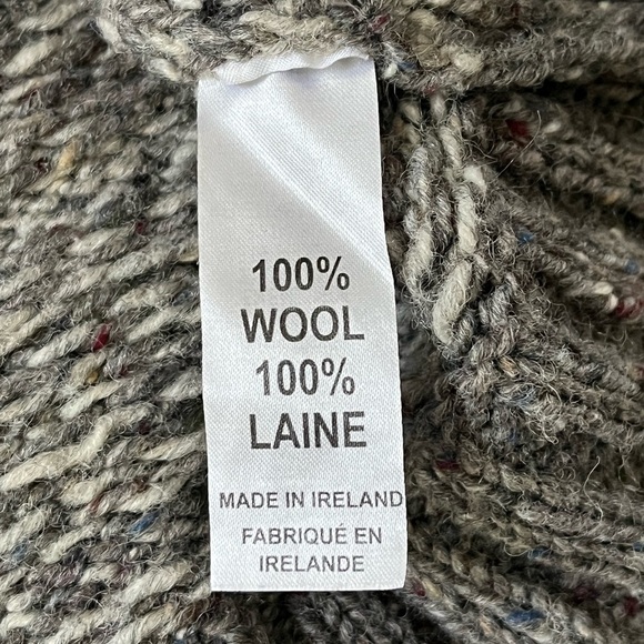 Inis Crafts 100% Wool Irish Knit Hooded Zipper Sweater Grey Tweed Women M - Picture 12 of 16